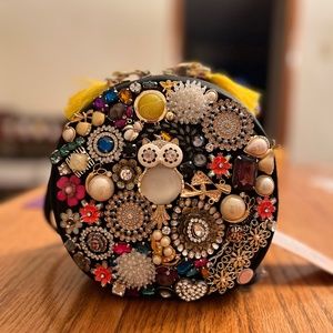 Handmade, brand new, jewelry embellished shoulder bag